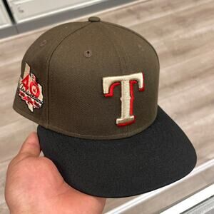 New Era Brown Texas Rangers 40th Anniversary Fitted Hat Cap Size 7 1/4